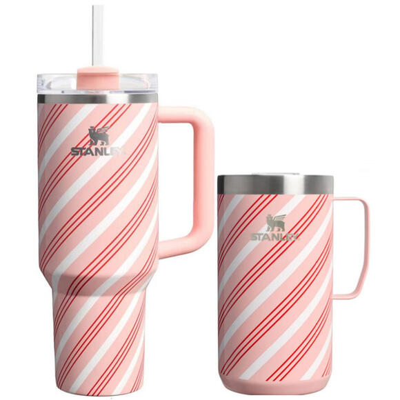 🎄Set of 2 - Strawberry Twist -Stanley 40oz Tumbler & 24oz Mug Combo 🔥